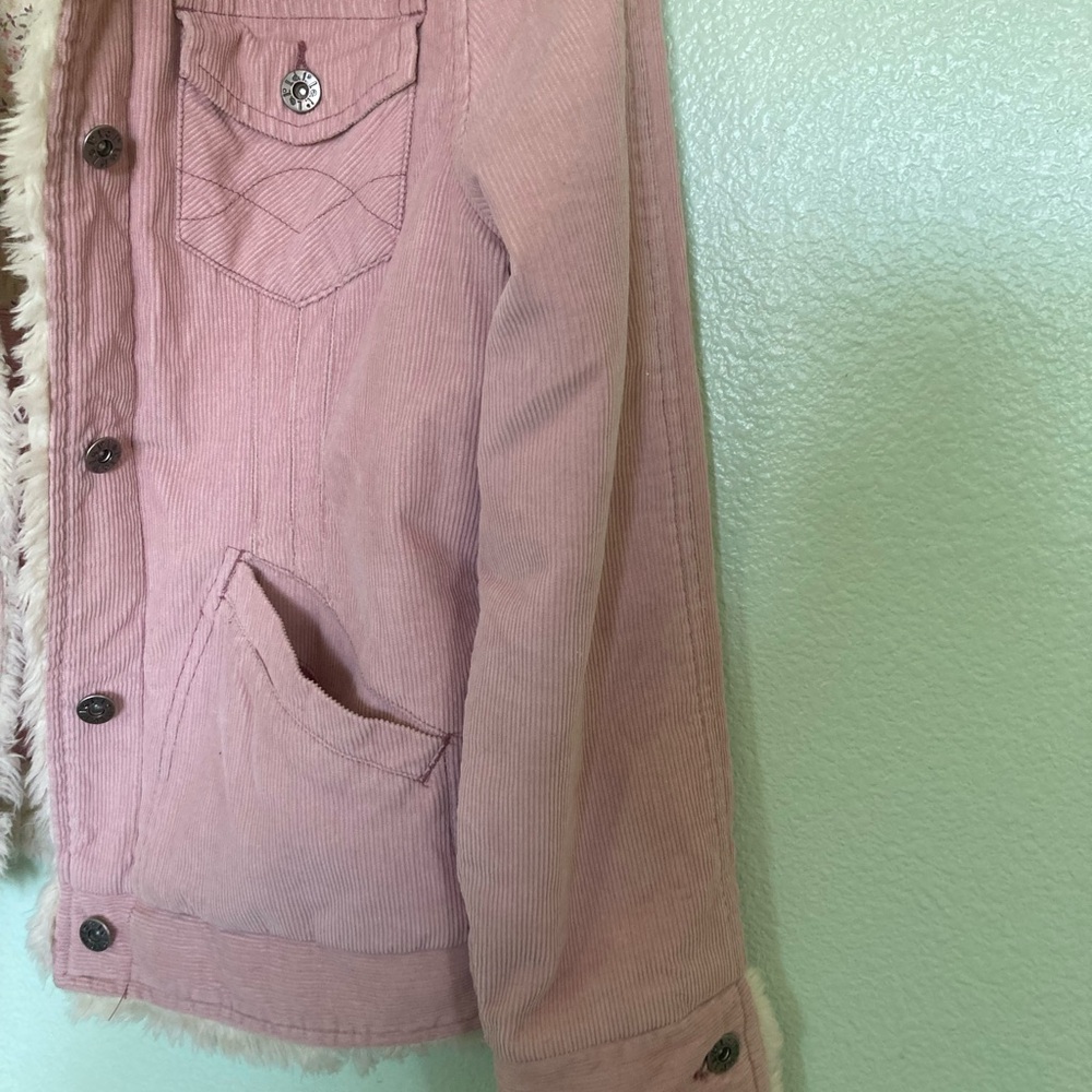 LEI Women's Pink Jacket with Faux Fur Collar - Picture 3 of 4